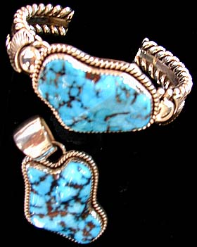 Kingman Mine Turquoise jewelry, by Artie Yellowhorse